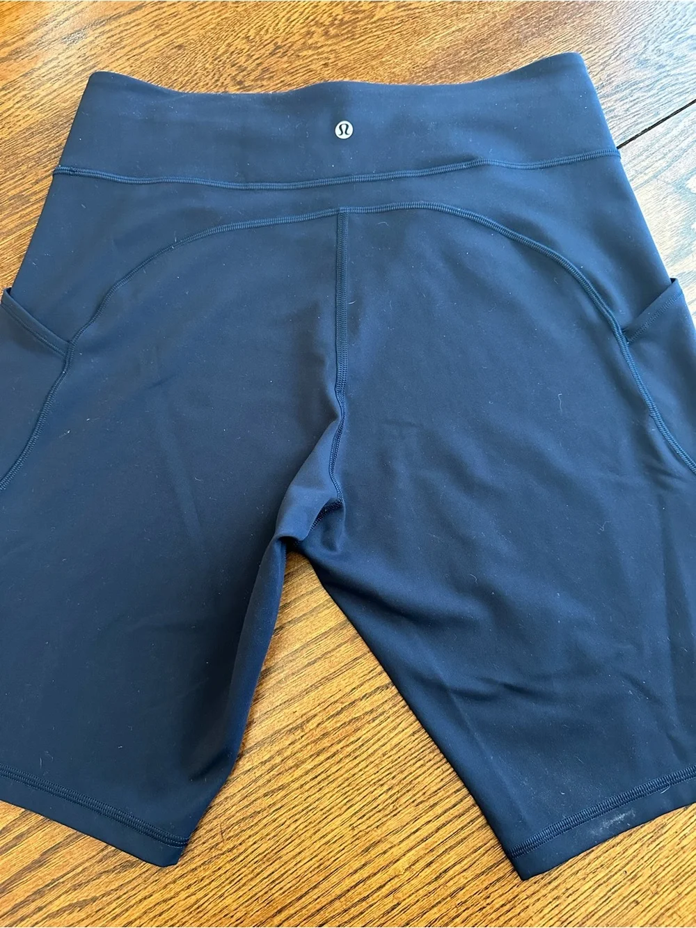 Lululemon Athletica Women's Navy High-Rise Bike Shorts with Side Pockets